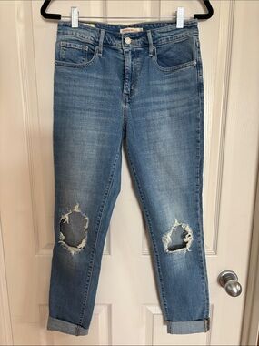 Levi's Light Blue High-Rise Distressed Slim Jeans